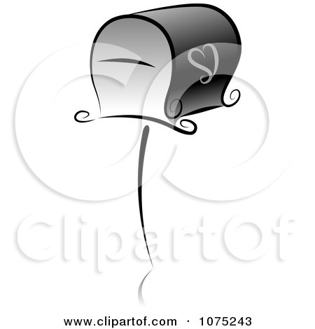 Clipart Black Swirly Mailbox Icon And Reflection - Royalty Free Vector Illustration by BNP Design Studio
