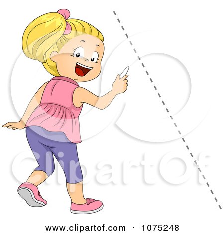 Clipart School Girl Drawing A Diagonal Line - Royalty Free Vector Illustration by BNP Design Studio