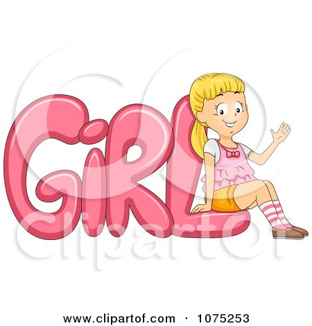 Clipart Proud Kid Leaning Against GIRL - Royalty Free Vector Illustration by BNP Design Studio