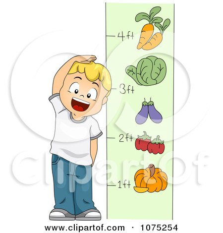 Clipart School Boy Measuring His Height - Royalty Free Vector Illustration by BNP Design Studio