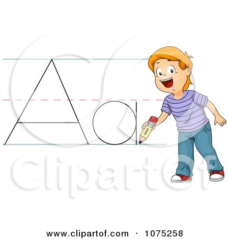Clipart School Boy Writing ABC - Royalty Free Vector Illustration by BNP Design Studio