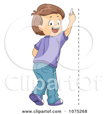 Clipart School Boy Drawing A Vertical Line - Royalty Free Vector Illustration by BNP Design Studio