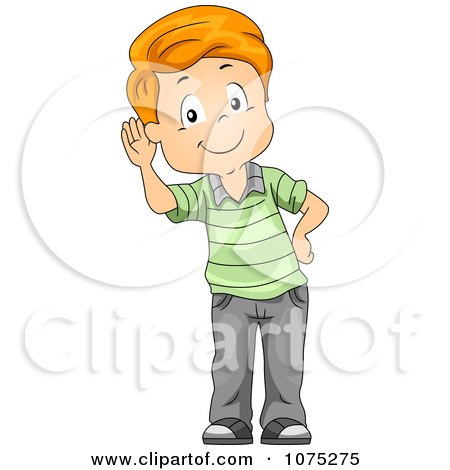 Clipart Listening Boy Cupping His Ear - Royalty Free Vector Illustration by BNP Design Studio