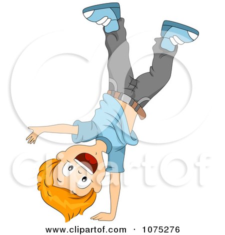 Clipart Energetic Happy Boy Doing A Cartwheel - Royalty Free Vector Illustration by BNP Design Studio