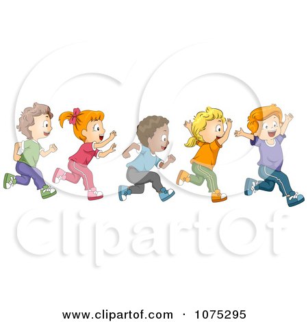 Clipart Cute Diverse School Children Running A Marathon - Royalty Free Vector Illustration by BNP Design Studio