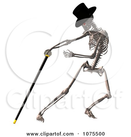 Clipart 3d Skeleton Wearing A Top Hat And Dancing With A Cane 1 - Royalty Free CGI Illustration by Ralf61
