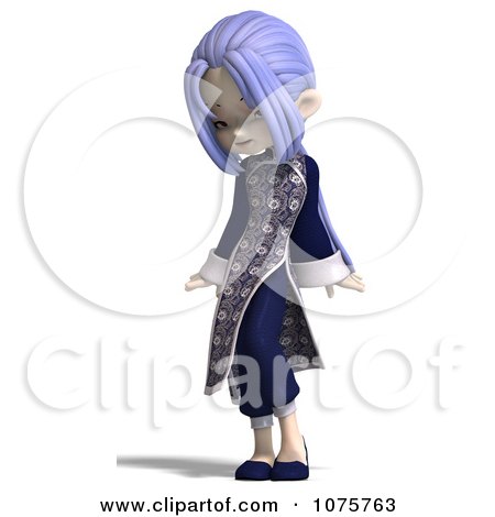 Clipart Asian Girl In A Blue Dress 3 - Royalty Free CGI Illustration by Ralf61