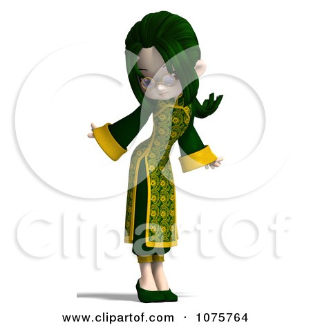 Clipart Asian Girl In A Green Dress 1 - Royalty Free CGI Illustration by Ralf61