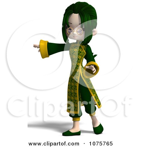 Clipart Asian Girl In A Green Dress 2 - Royalty Free CGI Illustration by Ralf61