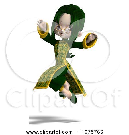 Clipart Asian Girl In A Green Dress 3 - Royalty Free CGI Illustration by Ralf61