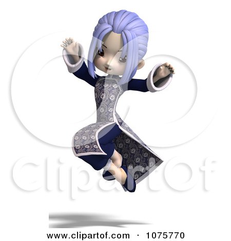 Clipart Asian Girl In A Blue Dress 1 - Royalty Free CGI Illustration by Ralf61