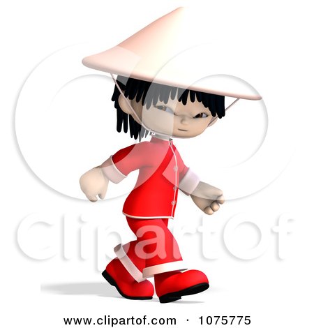 Clipart 3d Asian Boy In Red Clothing 1 - Royalty Free CGI Illustration by Ralf61