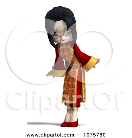 Clipart Asian Girl In A Red Dress 2 - Royalty Free CGI Illustration by Ralf61