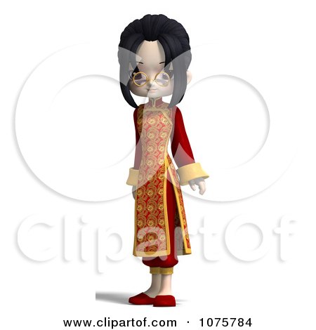 Clipart Asian Girl In A Red Dress 1 - Royalty Free CGI Illustration by Ralf61