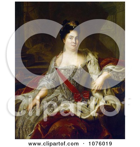 Queen Catherine I of Russia, Painted by Jean-Marc Nattier c 1717 - Royalty Free Historical Clip Art by JVPD