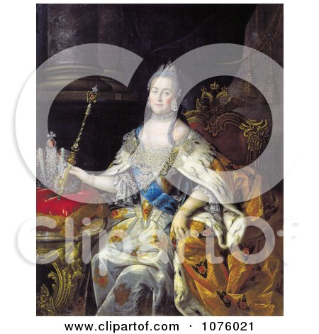 Queen Catherine II of Russia With a Wand, Catherine the Great - Royalty Free Historical Clip Art by JVPD
