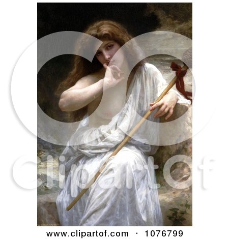 Nude Woman Draped in a Cloth, Mailice by William-Adolphe Bouguereau - Royalty Free Historical Clip Art  by JVPD
