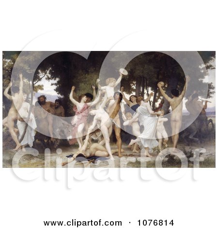 Nude Men, Women and Centaurs Dancing, the Youth of Bacchus, by William-Adolphe Bouguereau - Royalty Free Historical Clip Art  by JVPD