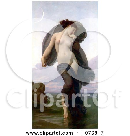 Evening Mood or Humeur Nocturne by William-Adolphe Bouguereau - Royalty Free Historical Clip Art  by JVPD