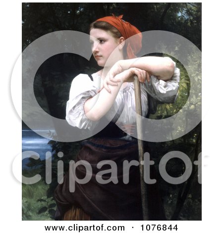 Girl Raking Hay, the Haymaker by William-Adolphe Bouguereau - Royalty Free Historical Clip Art  by JVPD