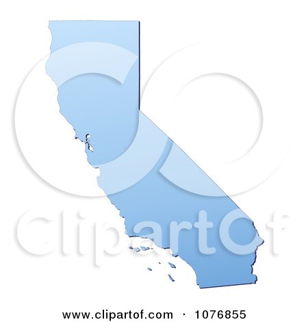 Clipart Gradient Blue California United States Mercator Projection Map - Royalty Free CGI Illustration by Jiri Moucka