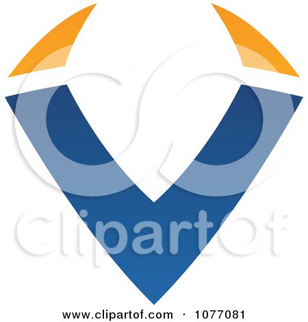 Clipart Blue And Orange Letter V Logo - Royalty Free Vector Illustration by cidepix