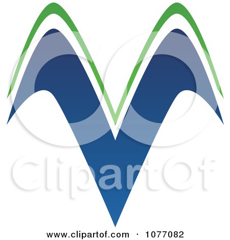 Clipart Blue And Green Hills Letter V Logo - Royalty Free Vector Illustration by cidepix