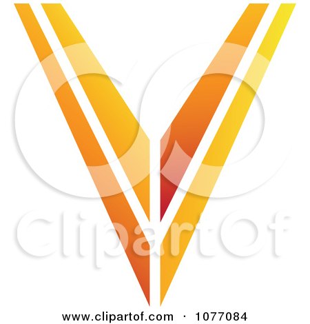 Clipart Gradient Orange Letter V Logo - Royalty Free Vector Illustration by cidepix