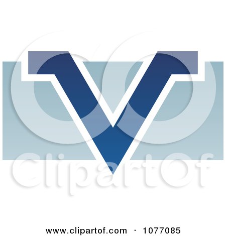 Clipart Blue V Over A Blue Bar Logo - Royalty Free Vector Illustration by cidepix