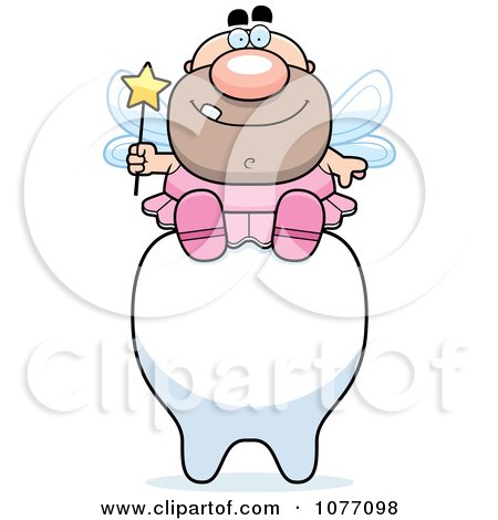 Clipart Male Tooth Fairy Sitting On A Tooth - Royalty Free Vector Illustration by Cory Thoman