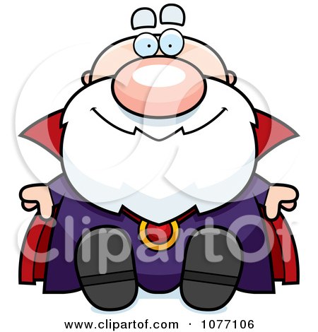 Clipart Sitting Bald Wizard - Royalty Free Vector Illustration by Cory Thoman