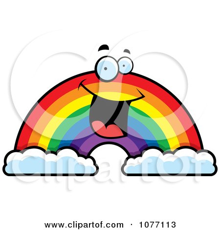 Clipart Happy Rainbow With Two Clouds - Royalty Free Vector Illustration by Cory Thoman