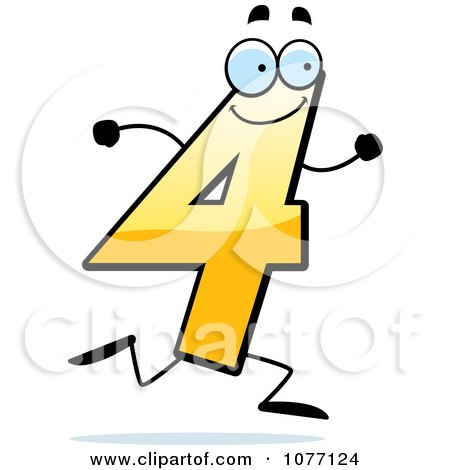 Clipart Running Yellow Number Four - Royalty Free Vector Illustration by Cory Thoman