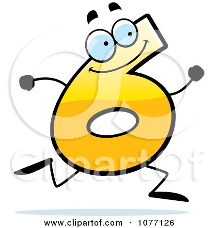 Clipart Running Yellow Number Six - Royalty Free Vector Illustration by Cory Thoman