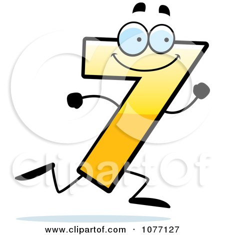 Clipart Running Yellow Number Seven - Royalty Free Vector Illustration by Cory Thoman