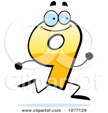 Clipart Running Yellow Number Nine - Royalty Free Vector Illustration by Cory Thoman