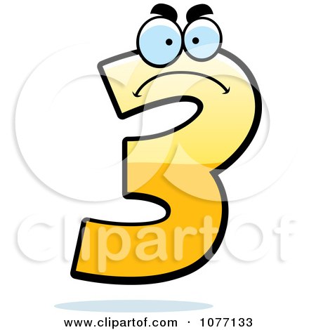 Clipart Mad Yellow Number Three - Royalty Free Vector Illustration by Cory Thoman