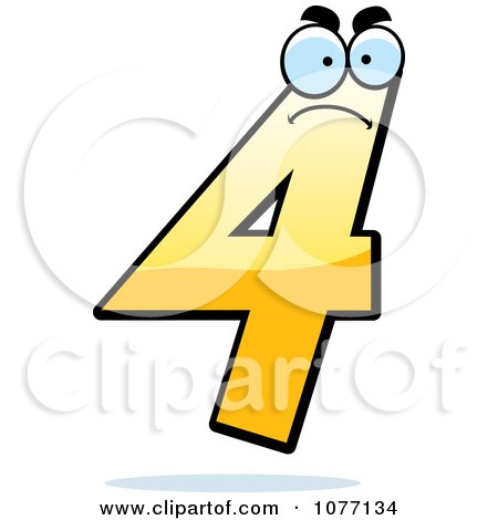 Clipart Mad Yellow Number Four - Royalty Free Vector Illustration by Cory Thoman