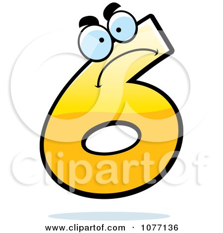 Clipart Mad Yellow Number Six - Royalty Free Vector Illustration by Cory Thoman