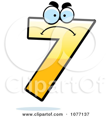 Clipart Mad Yellow Number Seven - Royalty Free Vector Illustration by Cory Thoman