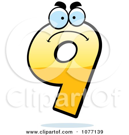 Clipart Mad Yellow Number Nine - Royalty Free Vector Illustration by Cory Thoman
