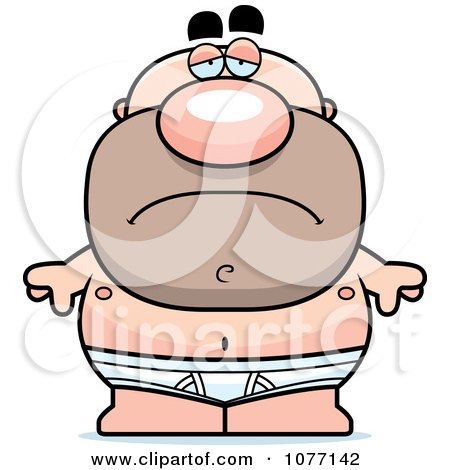 Clipart Sad Bald Man In Underwear - Royalty Free Vector Illustration by Cory Thoman