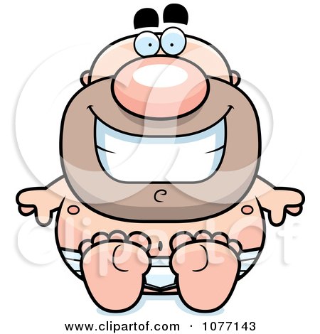 Clipart Sitting Bald Man In Underwear - Royalty Free Vector Illustration by Cory Thoman