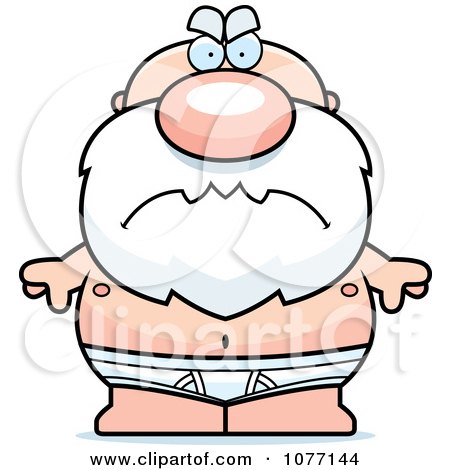 Clipart Mad Senior Bald Man In Underwear - Royalty Free Vector Illustration by Cory Thoman