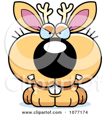 Clipart Cute Jackalope With A Mad Expression - Royalty Free Vector Illustration by Cory Thoman