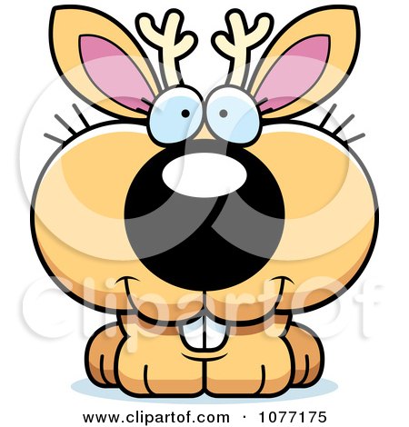 Clipart Cute Jackalope With A Happy Expression - Royalty Free Vector Illustration by Cory Thoman