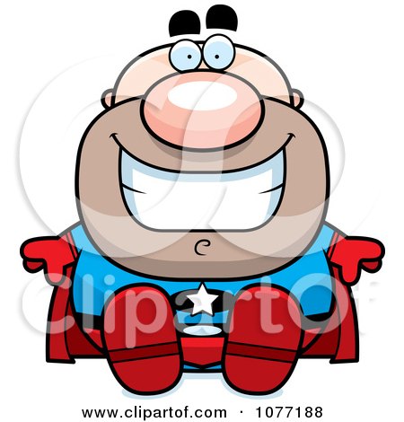 Clipart Sitting Bald Super Hero - Royalty Free Vector Illustration by Cory Thoman
