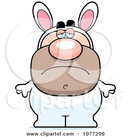 Clipart Sad Man In An Easter Bunny Costume - Royalty Free Vector Illustration by Cory Thoman