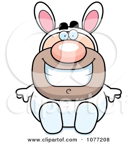 Clipart Sitting Man In An Easter Bunny Costume - Royalty Free Vector Illustration by Cory Thoman