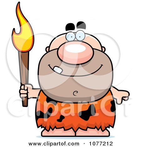 Clipart Caveman Holding A Torch - Royalty Free Vector Illustration by Cory Thoman